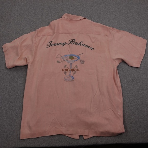 Tommy Bahama 100% Silk Shirt Golf Martini Graphic Short Sleeve‎ Button Up Camp - Picture 1 of 7